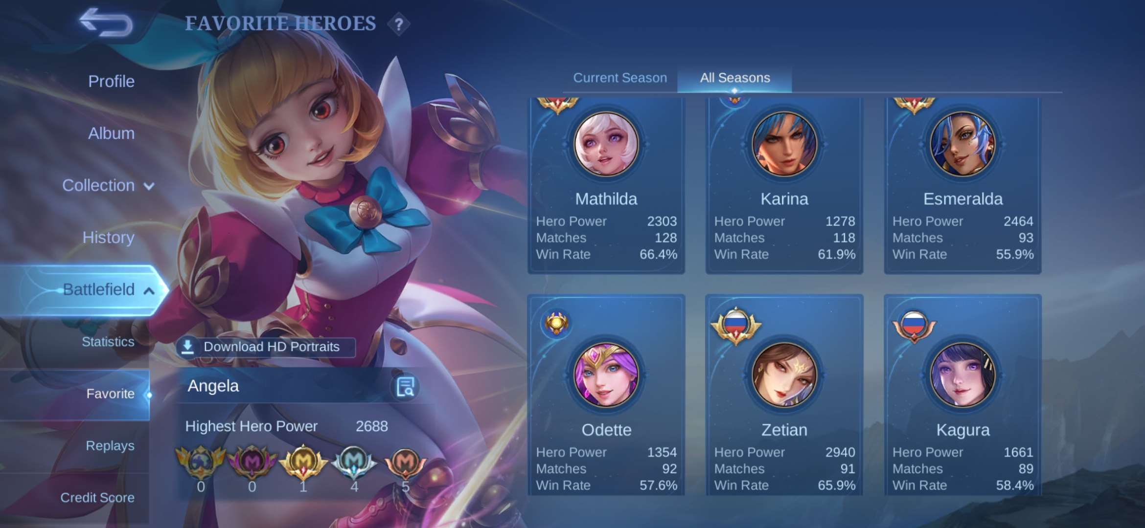 продажа аккаунта к игре Mobile Legends